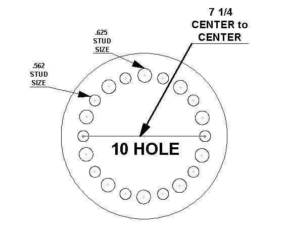 10 - Hole 71/4 Center to Center